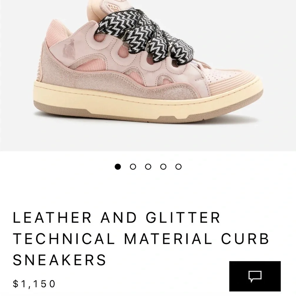 LANVIN LEATHER TECHNICAL MATERIAL CURB SNEAKERS size blush pale pink / beige